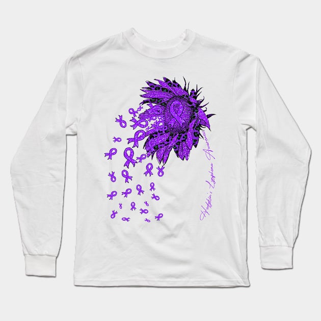 Hodgkin's Lymphoma Awareness - Sunflower ribbon flowers fall Long Sleeve T-Shirt by Lewis Swope